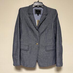 J CREW REGENT BLAZER RUFFLED COTTON CHAMBRAY SIZE 10 NWT